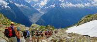 A group hiking in the Alps