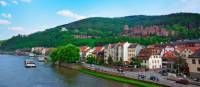 Bike and barge past Heidelberg in Germany