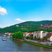 Bike and barge past Heidelberg in Germany