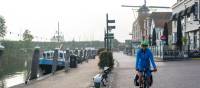 Cycling by the canal in Willemstad