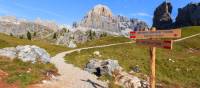 Signed walking trails in the Dolomites, Italy