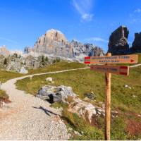 Signed walking trails in the Dolomites, Italy