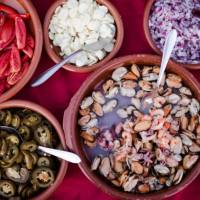 Delicious spread of foods in Tuscany