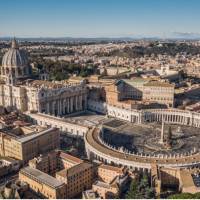 View of St. Peter's Basilica and St. Peter's Square in Vatican City