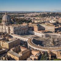 View of St. Peter's Basilica and St. Peter's Square in Vatican City