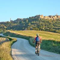 Cycling towards Montepulciano in Tuscany, Italy