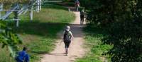 Pilgrims walking the Camino Portuguese