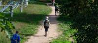 Pilgrims walking the Camino Portuguese