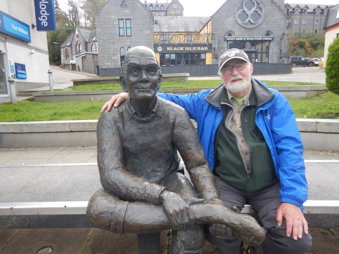 Two gents (one solid, one tired) at the official end of the West Highland Way, in Fort William. |  <i>Peter Wells</i>