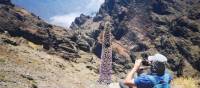 A hiker takes a break on the trails of La Palma