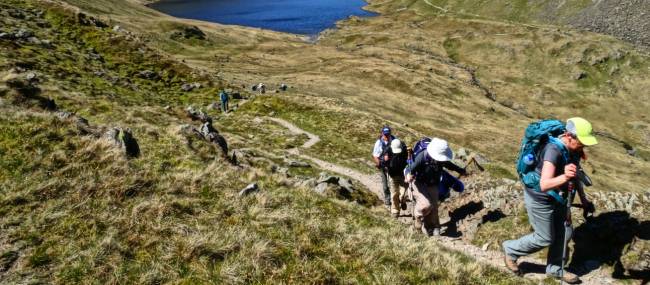 Hikers above Grizedale Tarn in the Lake District | John Millen